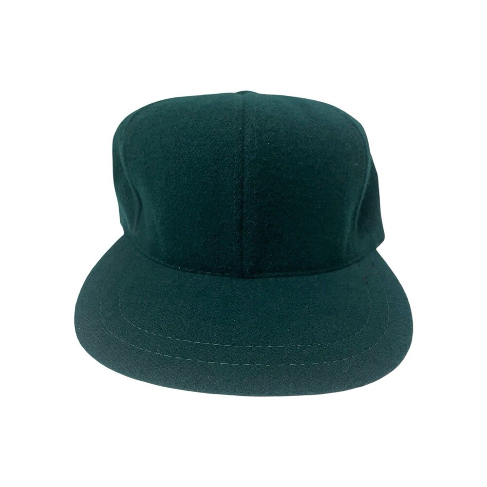 Vintage 80s 90s Green Wool Fleece Blank 5 Panel Hat Cap Made In USA